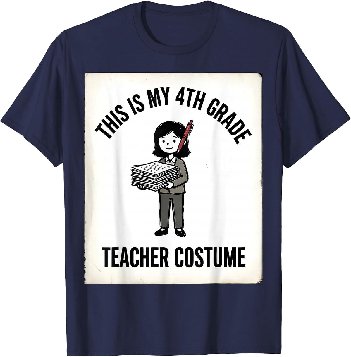 This Is My 4th Grade Teacher Costume Funny Halloween Humor T-Shirt - Navy Blue