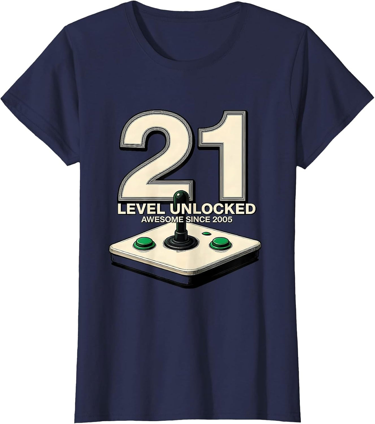 Women's Level 21 Unlocked Awesome Since 2005 21st Birthday Gaming T-Shirt - Navy Blue
