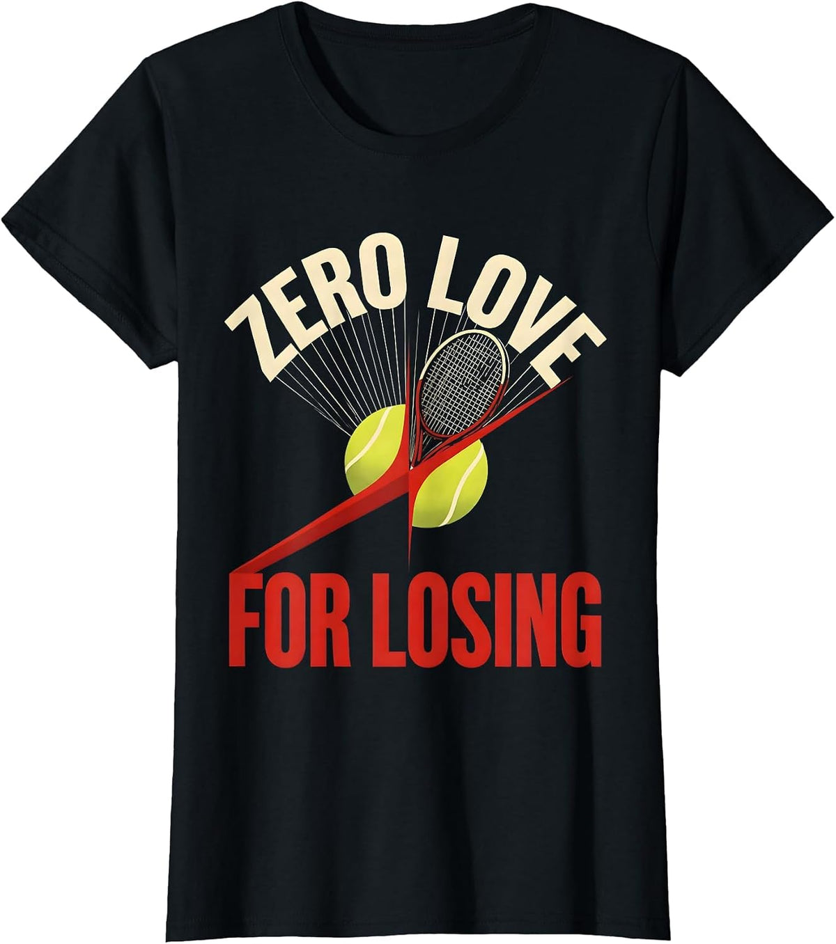 Zero Love For Losing Tennis Graphic Design T-Shirt - Black