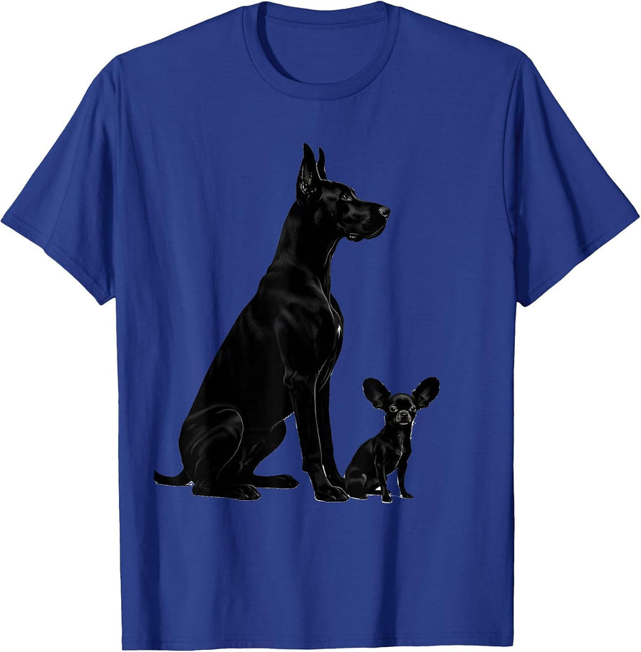 Great Dane and Chihuahua Best Friends Dog Graphic T-Shirt - Royal Blue