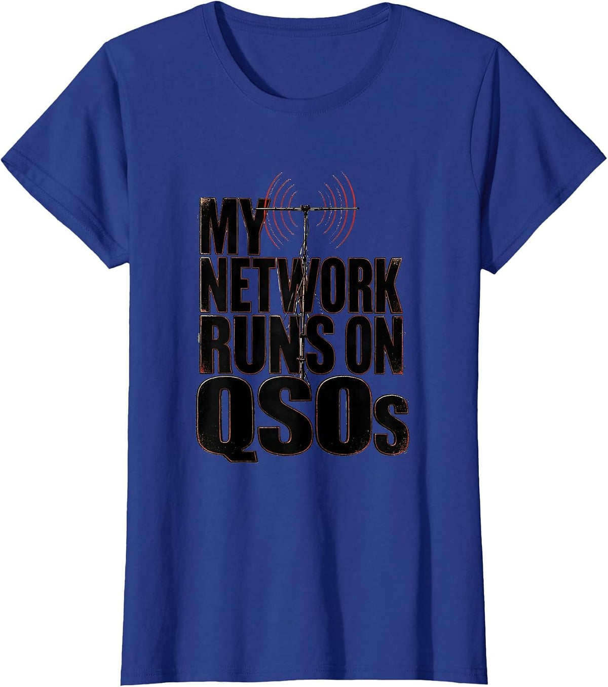 Women's My Network Runs On QSOs Funny Ham Radio Operator Hobbyist T-Shirt - Royal Blue