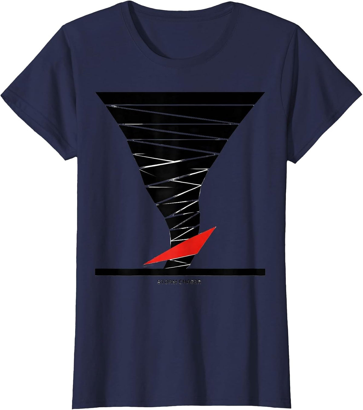 Women's Storm Chaser Geometric Tornado Weather Enthusiast T-Shirt - Navy Blue