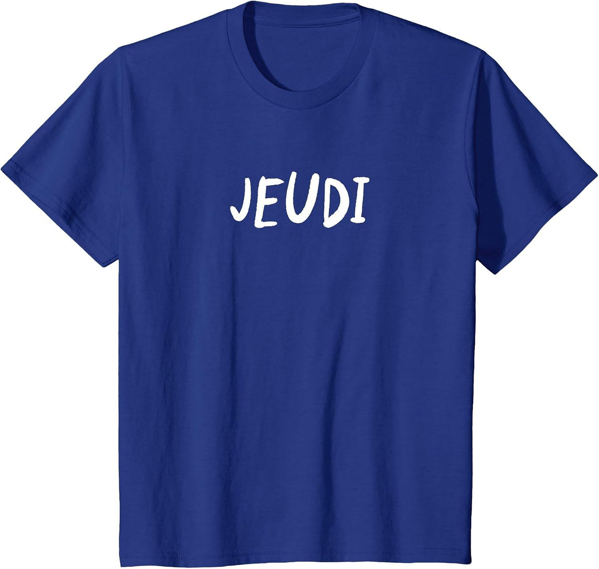 Thursday Day of Week Simple Lettering Tee in French-Jeudi T-Shirt - Royal Blue
