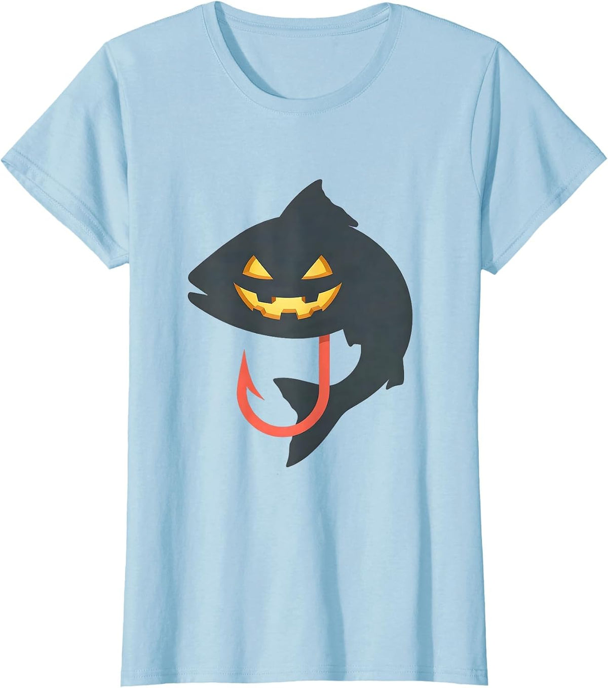 Catfish Skeleton Halloween Fishing Humor Funny T-Shirt - Baby Blue