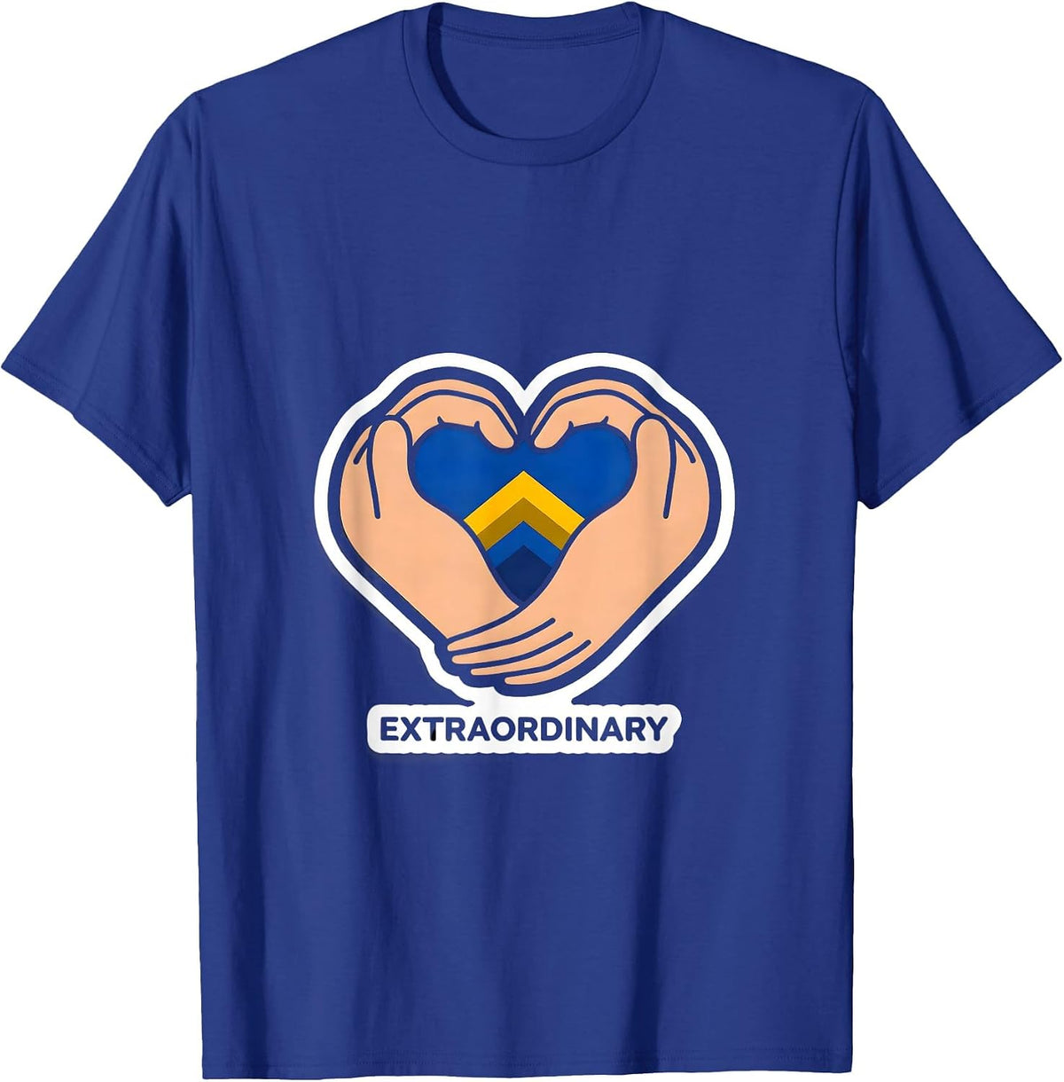 Extraordinary Heart Hands Down Syndrome Awareness Family T-Shirt - Royal Blue