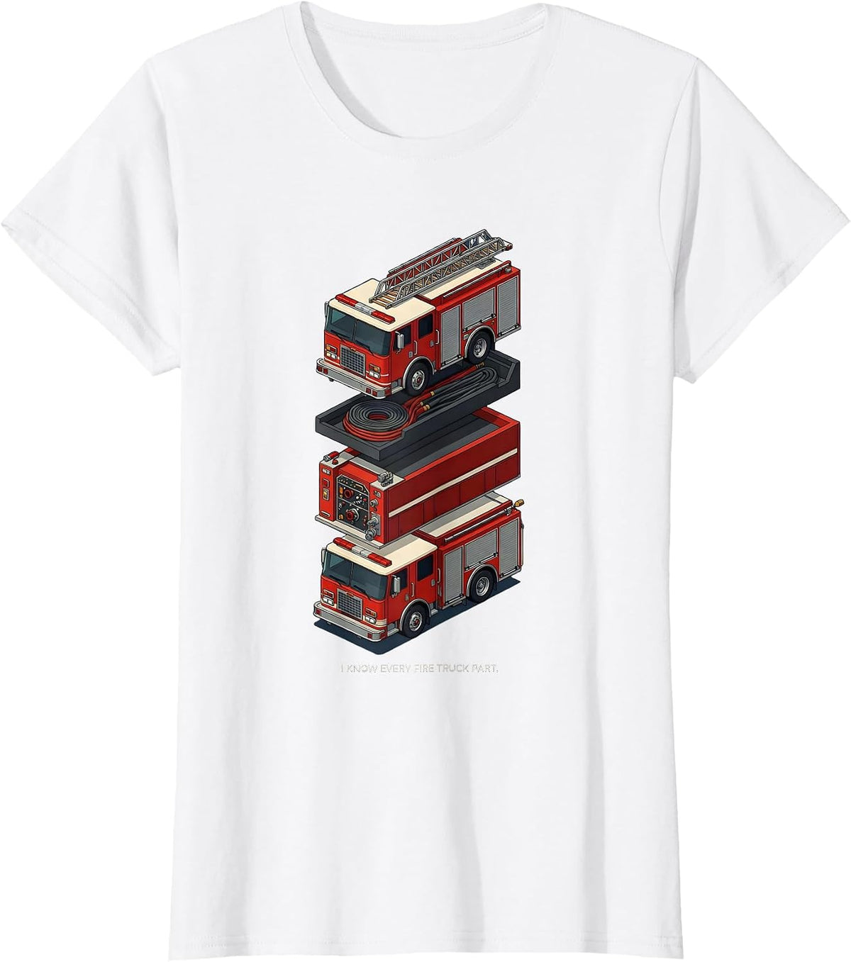 I Know Every Fire Truck Part Kids Firefighter Fire Truck 3rd T-Shirt - White