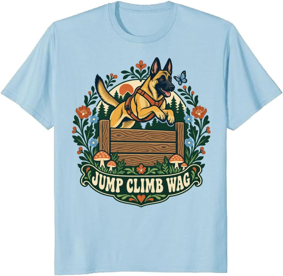 Belgian Malinois Agility Dog Lover T-Shirt Retro Obstacle Graphic Tee - S3