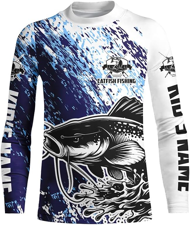 Personalized Catfish Long Sleeve Tournament Fishing Shirts, Catfish Fishing Jerseys Fishing Gifts - Kid Long Sleeves Upf