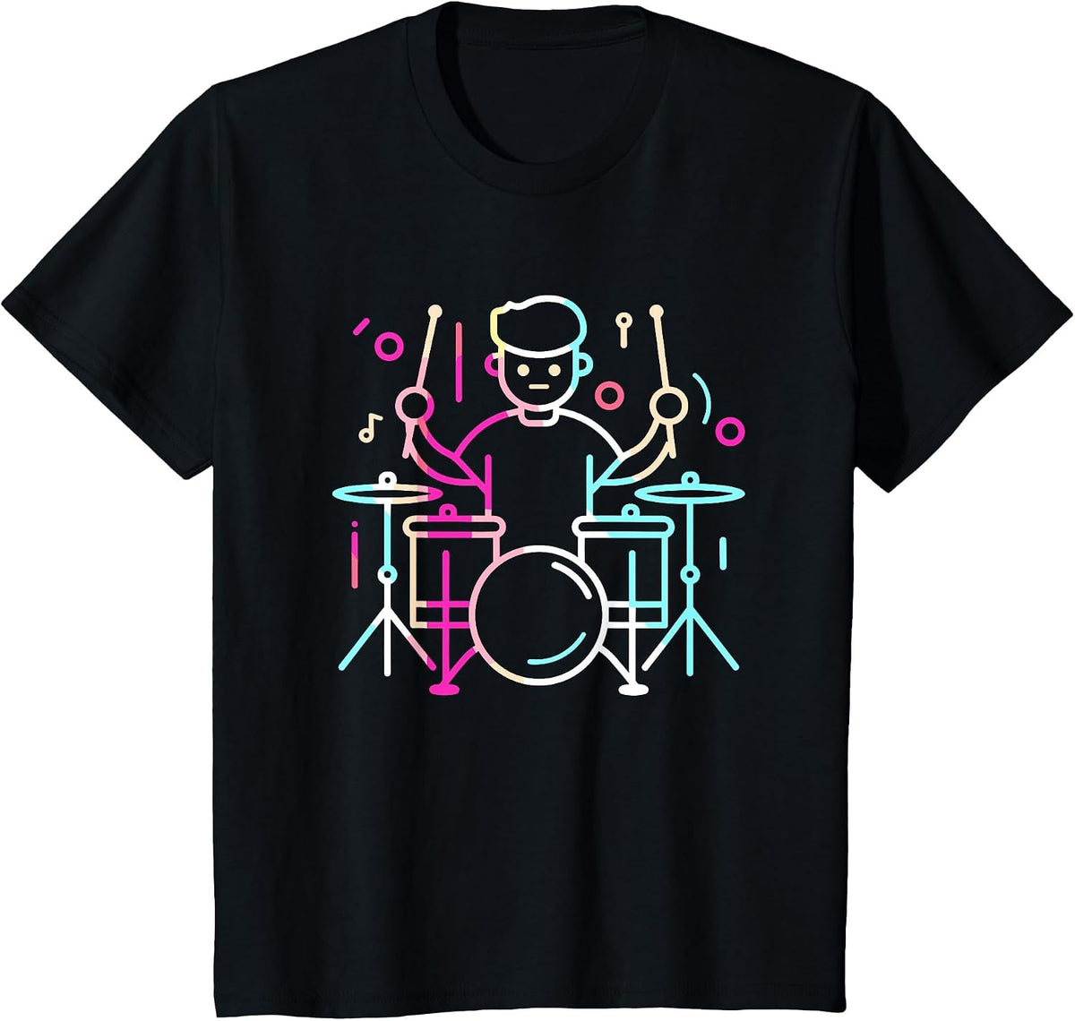 Drummer Boy Drawing Musician Drum Music T-Shirt - Black