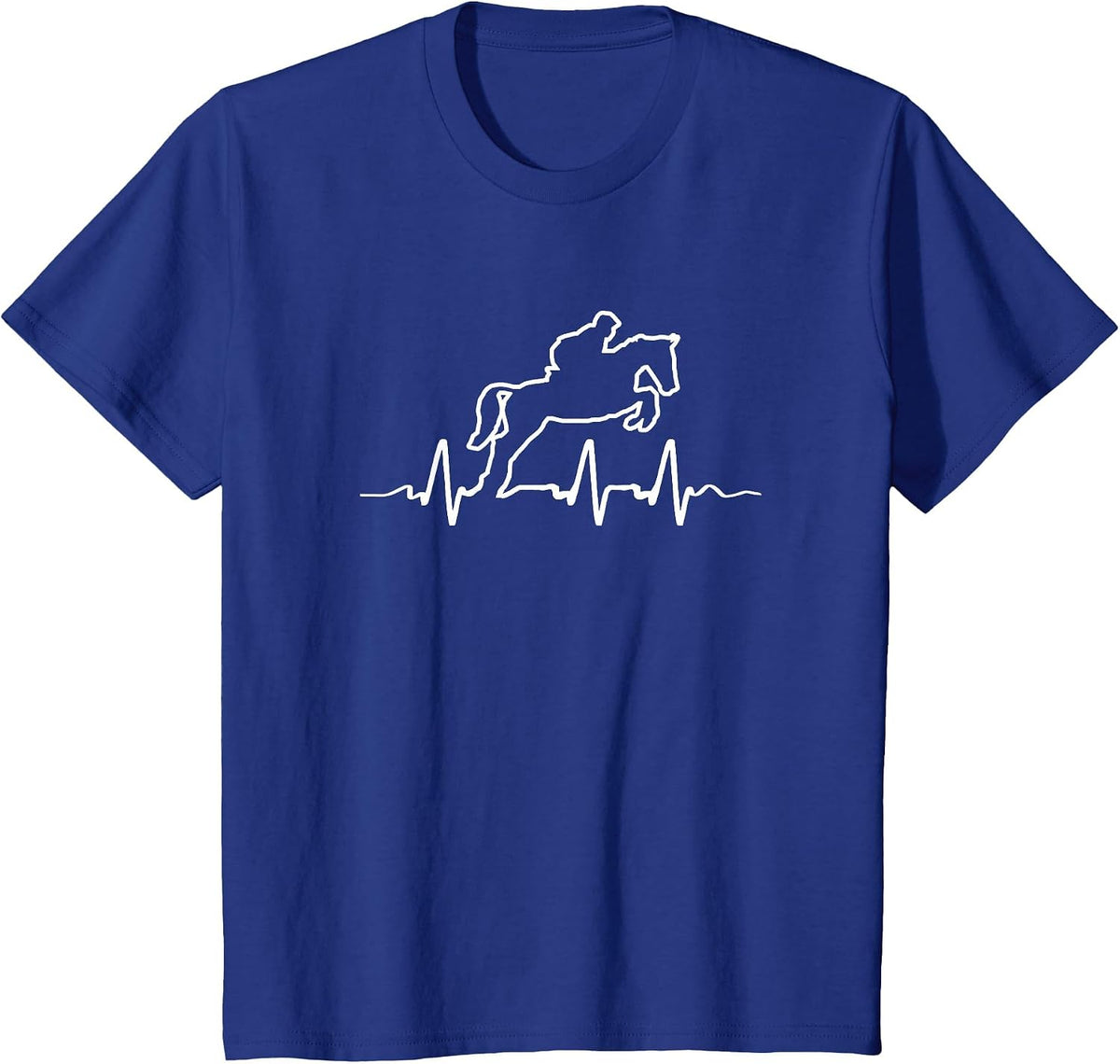 Equestrian Love Horse Jumping ECG Heart Beat Horses Riding T-Shirt - Royal Blue