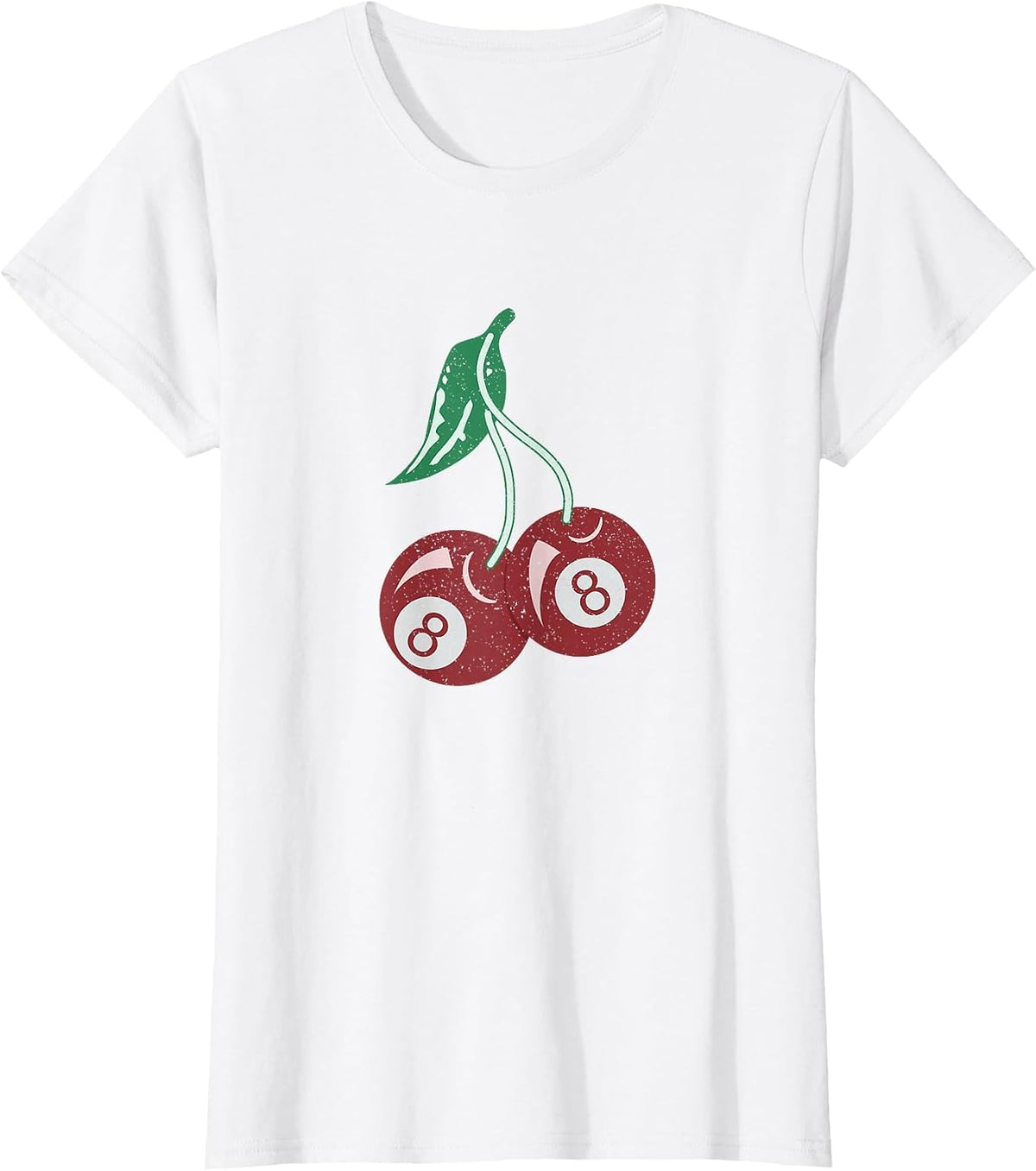 Vintage Cherry 8 Ball - Retro Billiard Distressed Cool Pool T-Shirt - White