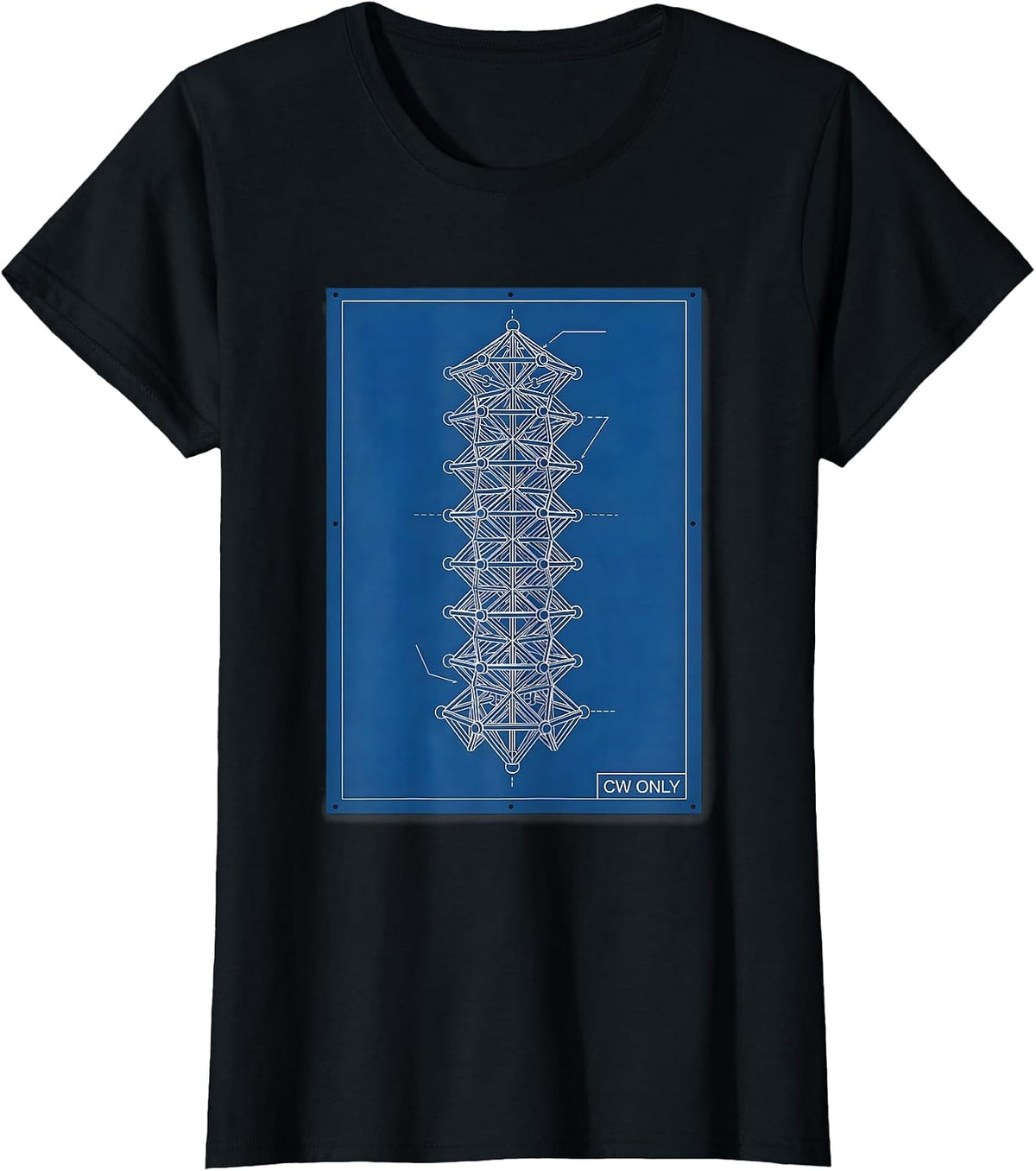 CW Only Technical Blueprint Ham Radio Operator Nerdy Humor T-Shirt - Black