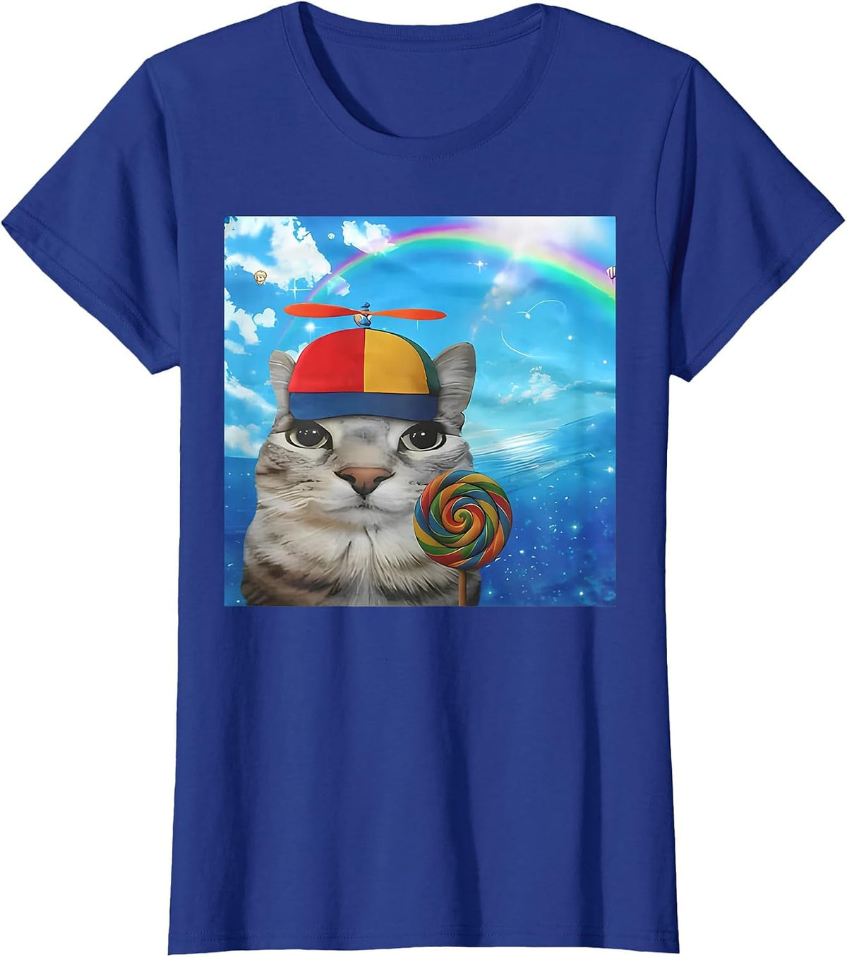 Happy Cat Dreamcore Funny Silly Kitten Brainrot Meme T-Shirt - Royal Blue