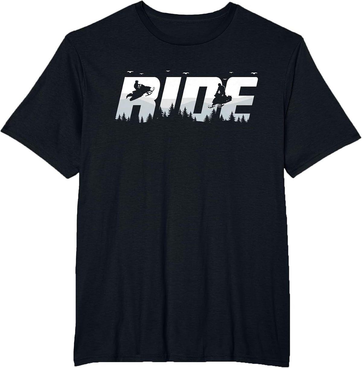 Snowmobile Ride Motor Sled Racing Winter Mountain Sports Fan T-Shirt - Black