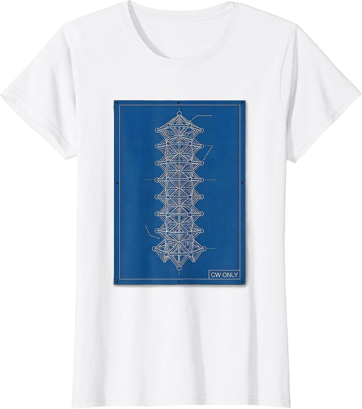 CW Only Technical Blueprint Ham Radio Operator Nerdy Humor T-Shirt - White