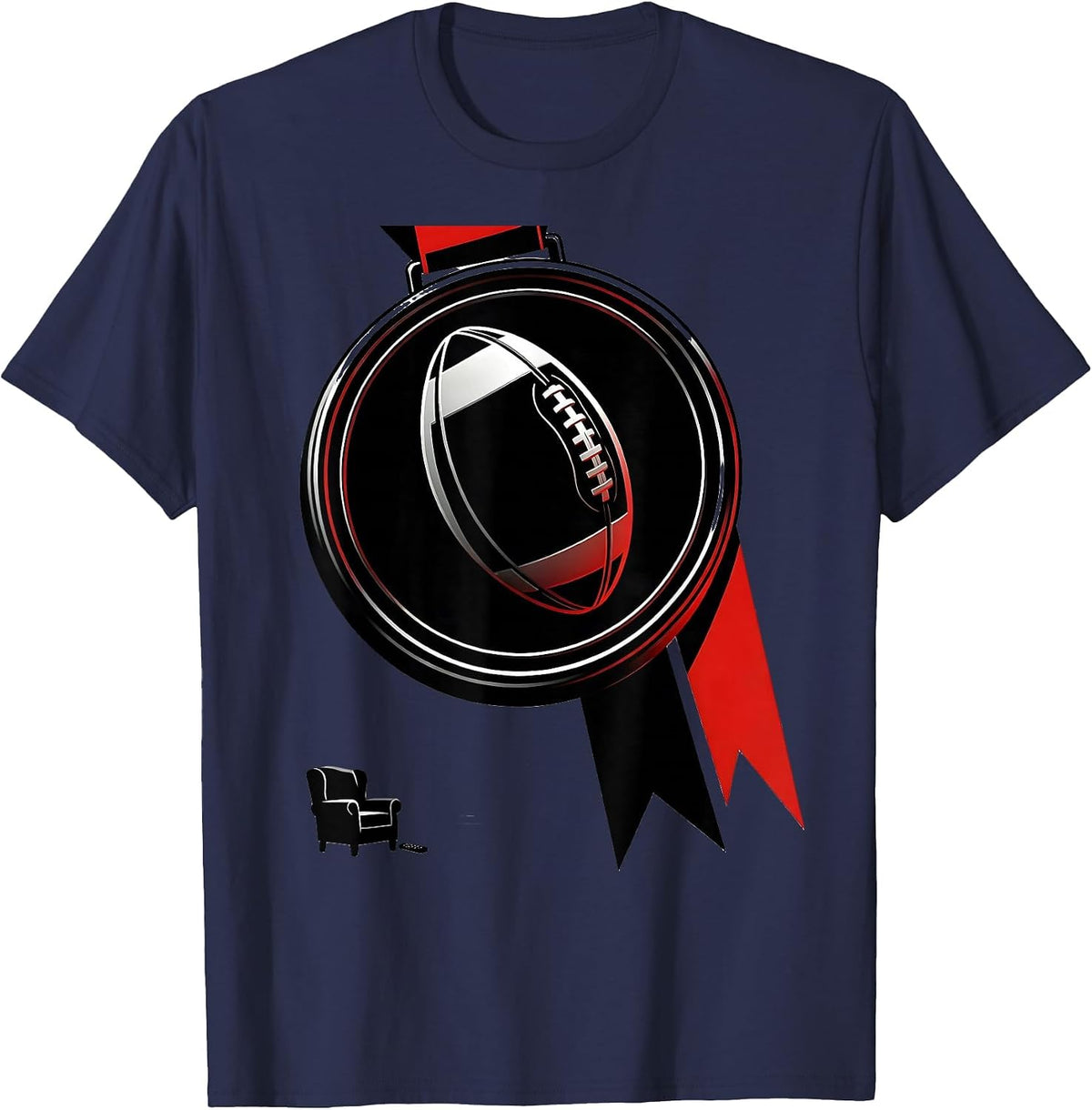 Men's Ceremonial Medallion Rugby Ball Kiwi Fan National Pride T-Shirt - Navy Blue