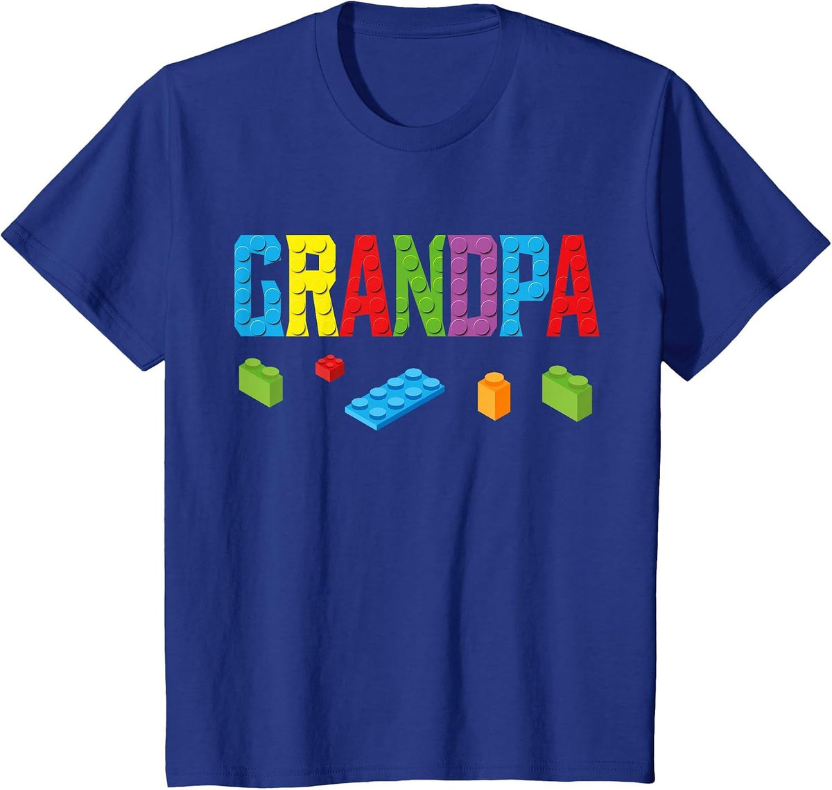 Grandpa Master Builder Building Bricks Blocks Family Set T-Shirt - Royal Blue