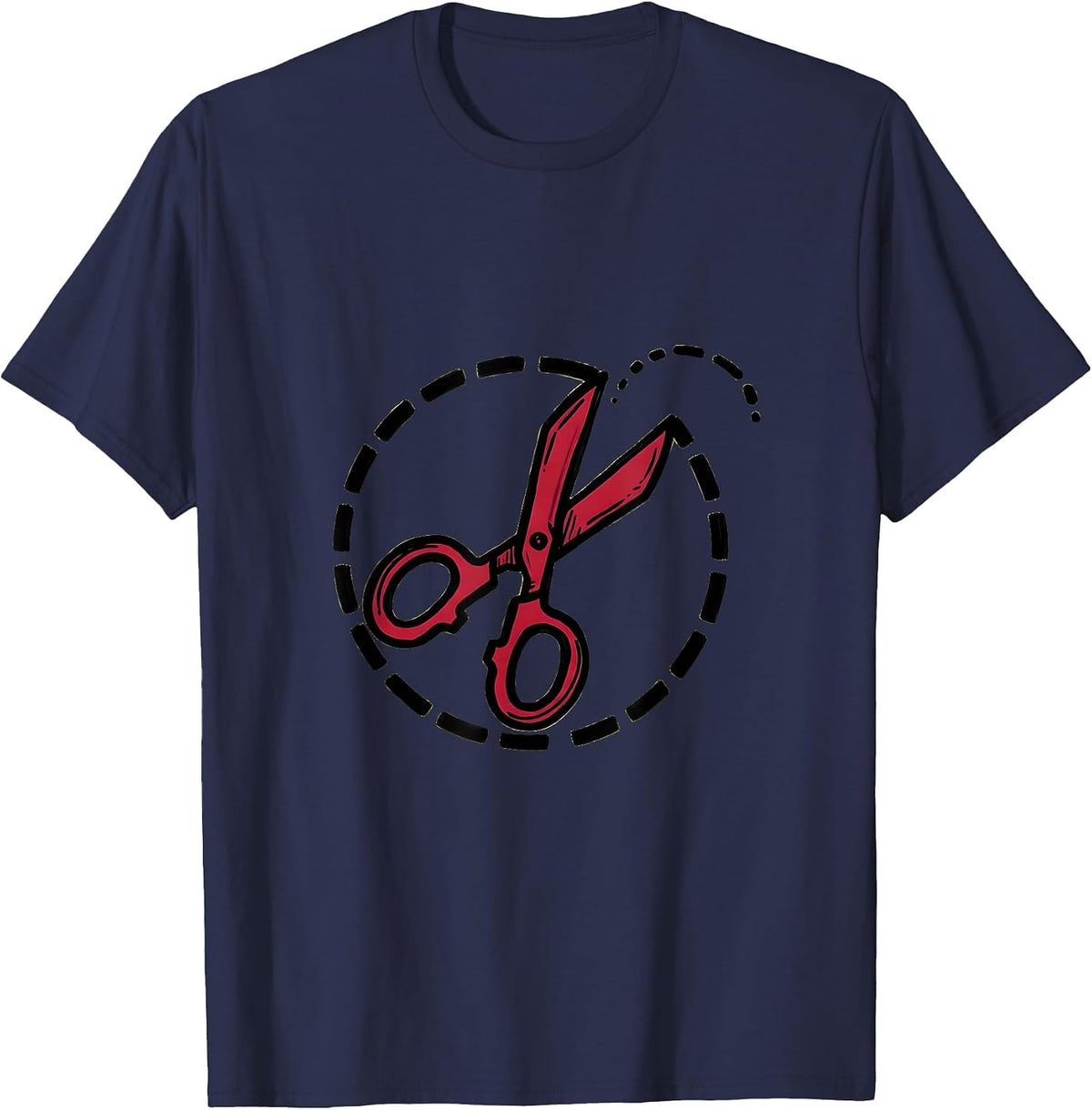 Men's 4th Grade Teacher Scissors Dotted Line Design T-Shirt - Navy Blue