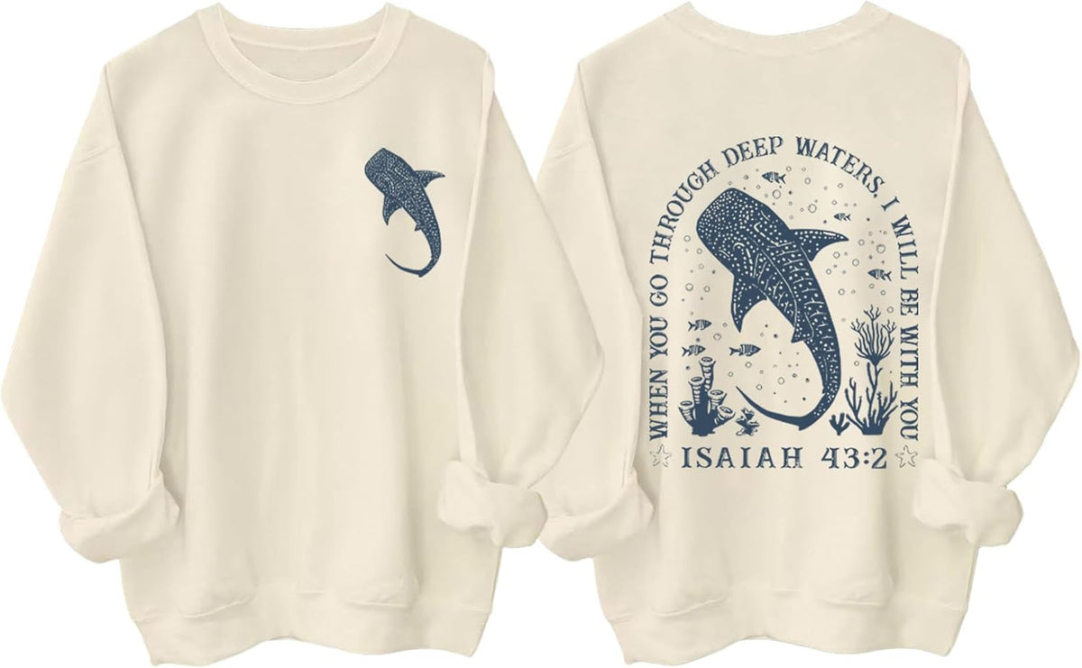 Whale Shark Sweatshirt Whale Shark Shirt Beachy Shirt Christian Ocean Shirts Women Man - Pink-2