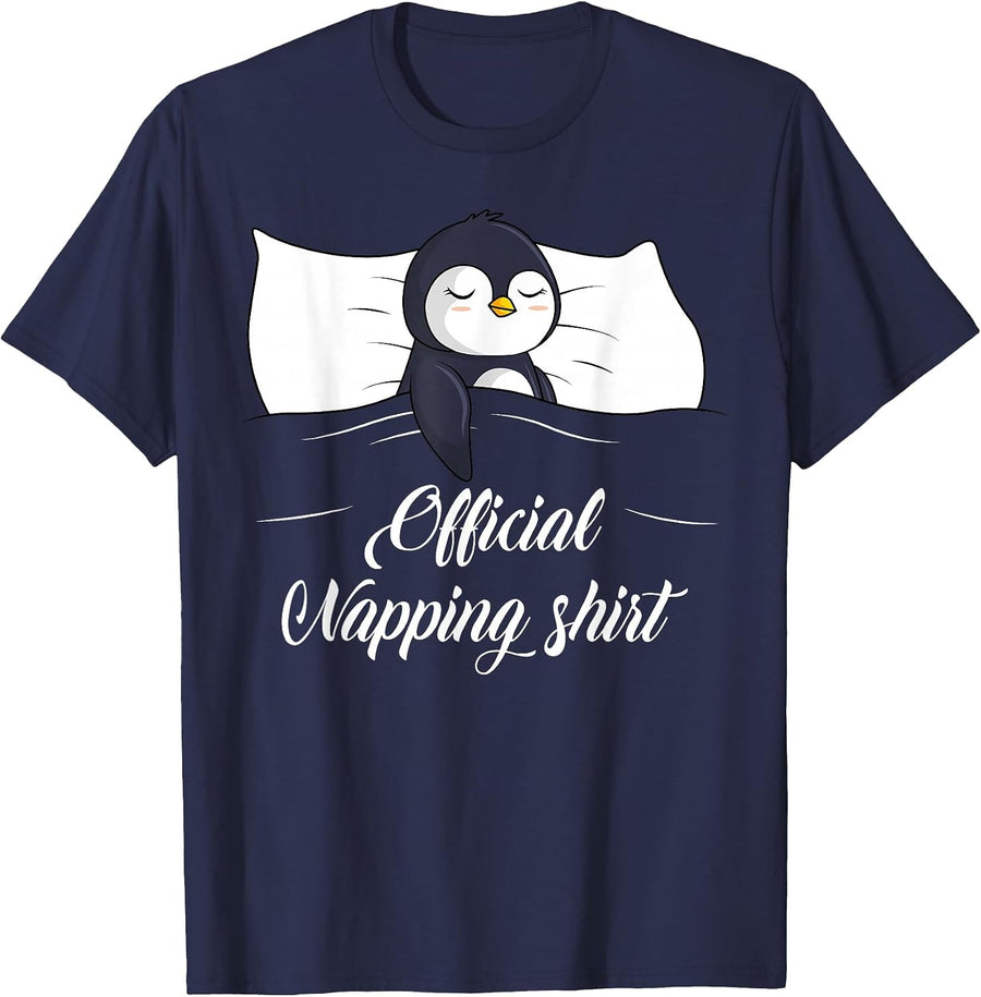 Official Nap Sleeping Penguin Pyjamas for Penguin Lovers T-Shirt - Navy Blue
