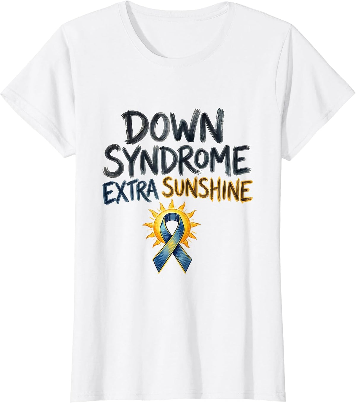Down Syndrome Extra Sunshine Hand-Sketched Awareness Support T-Shirt - White