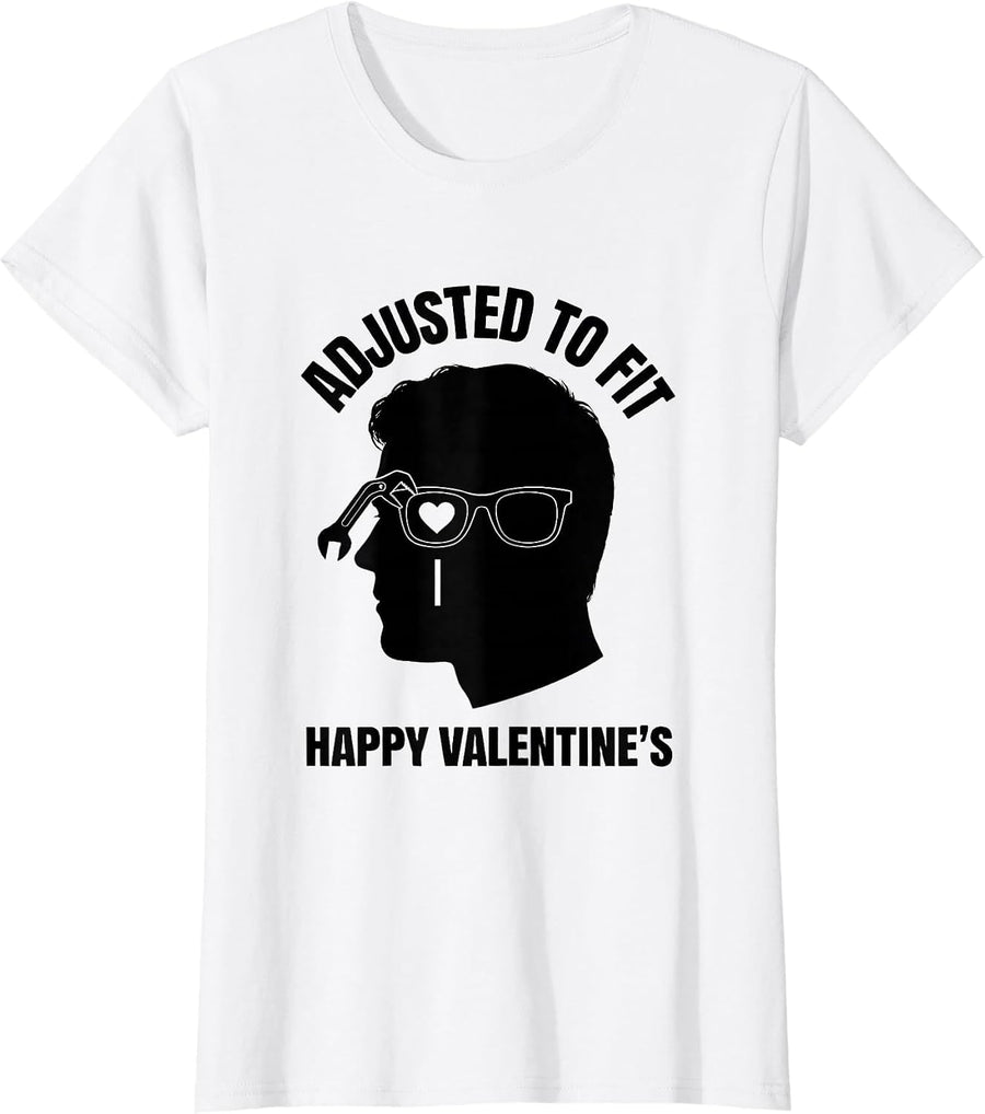 Women's Adjusted To Fit Happy Valentine's Optometrist Eye-Care Humor T-Shirt - White