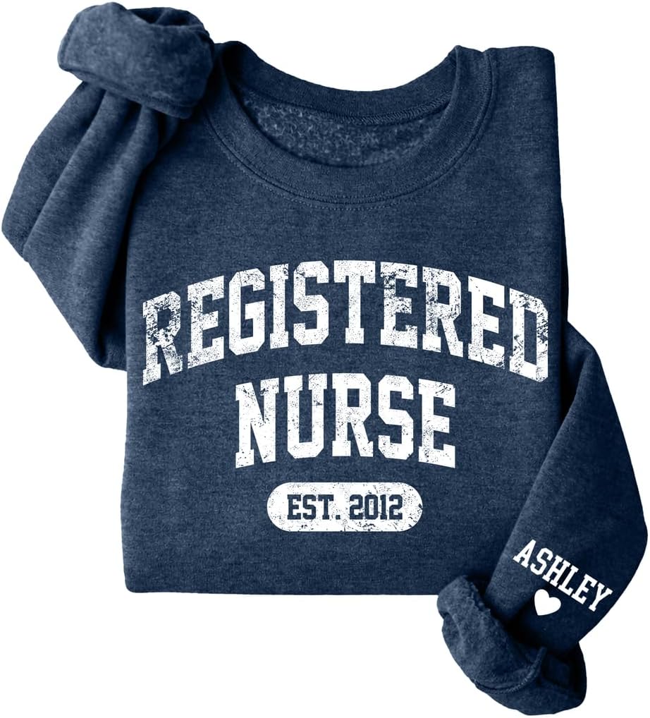 Personalized Nurse Embroidered Sweatshirt, Custom Name, Gift for Registered Nurse Uniform, Graduating nursing Gift - Design 1