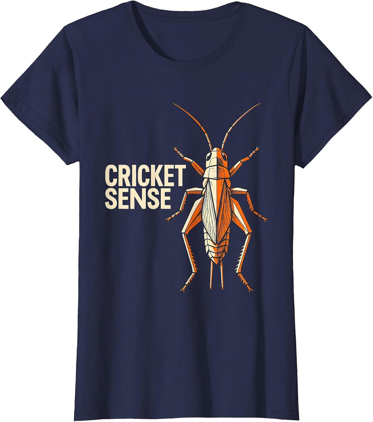 Women's Cricket Sense Stencil Bug Collector Entomology Humor Novelty T-Shirt - Navy Blue
