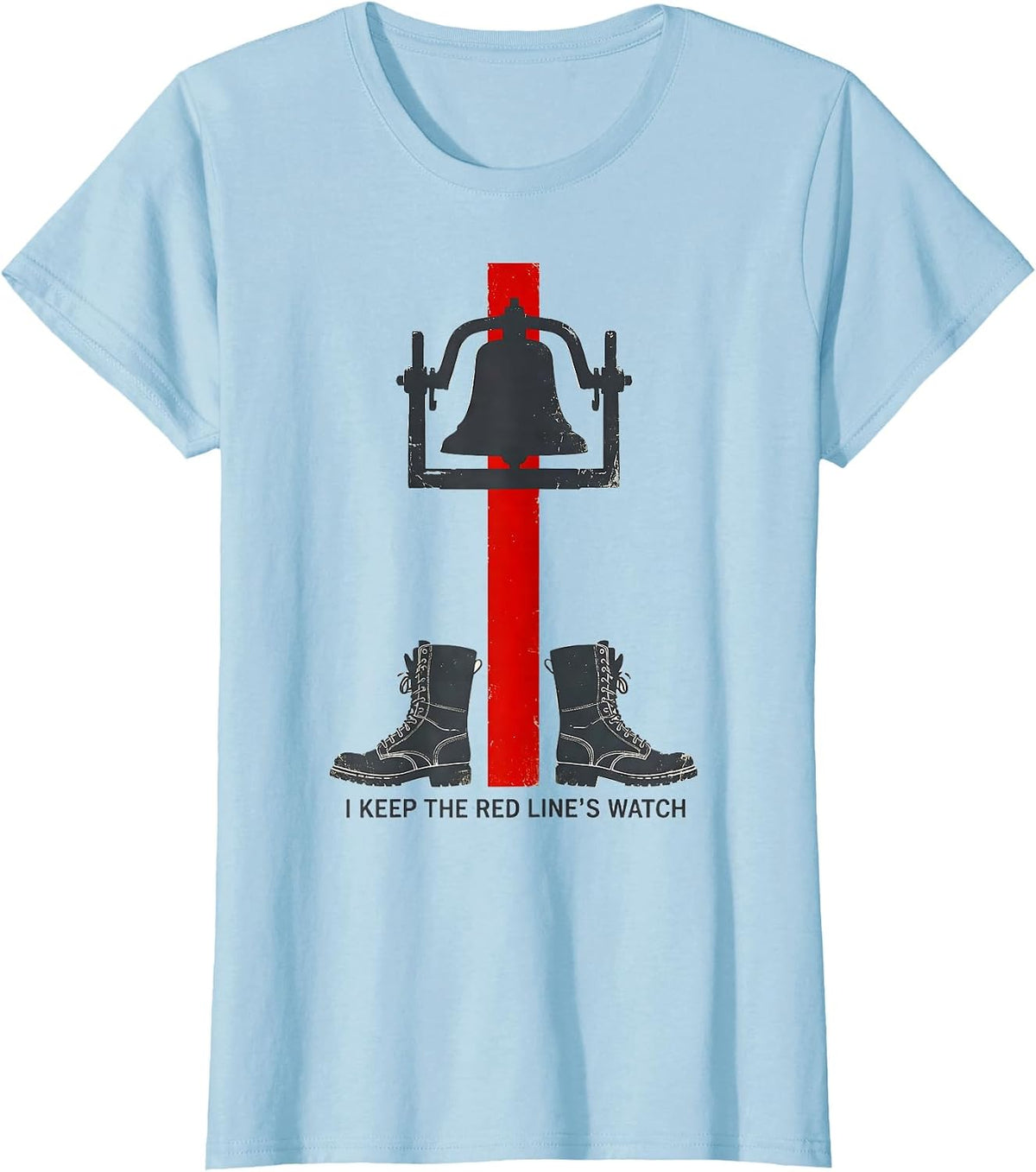 I Keep The Red Line's Watch Vintage Firefighter Christmas T-Shirt - Baby Blue