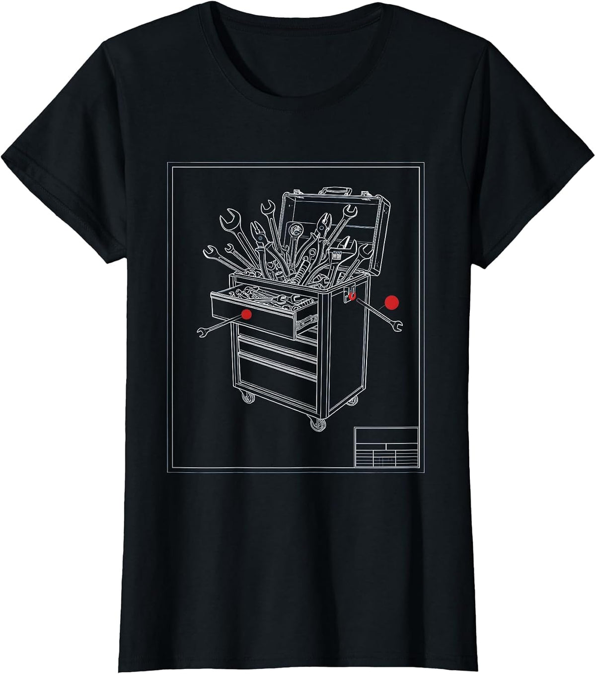 Women's Garage Toolbox Overflowing With Wrenches T-Shirt - Black