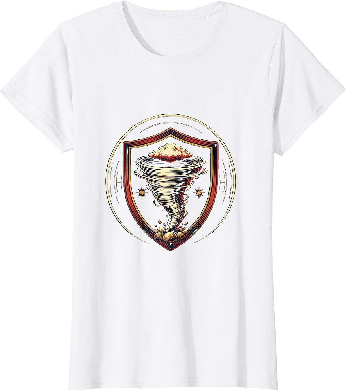 Women's Storm Chaser Tornado Emblem Meteorology Humor T-Shirt - White