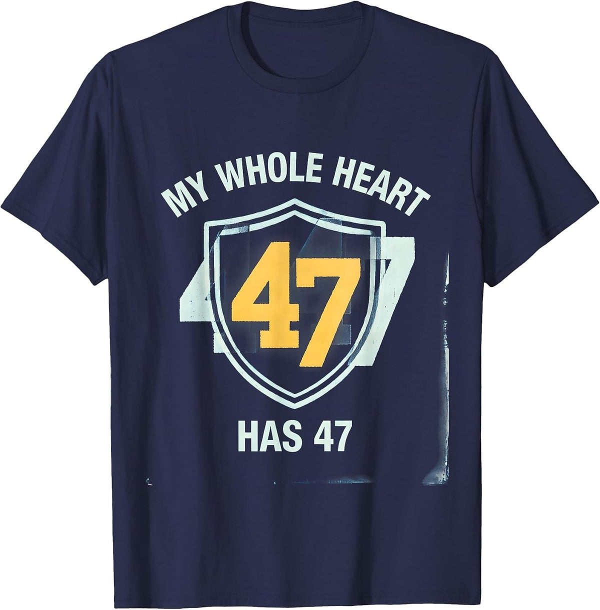 My Whole Heart Has 47 Down Syndrome Awareness Cyanotype T-Shirt - Navy Blue