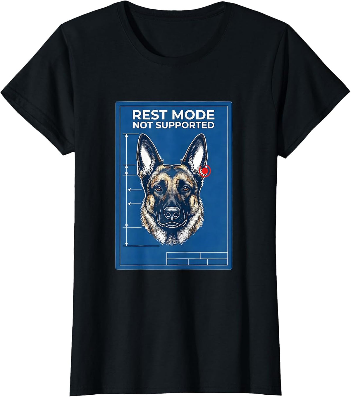 Women's Rest Mode Not Supported Belgian Malinois Dog Owner Humor T-Shirt - Black