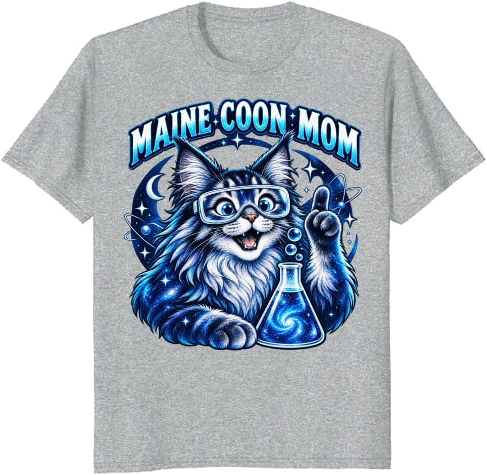 Maine Coon Mom T-Shirt Rainbow Splatter Cat Collage Tee - S5