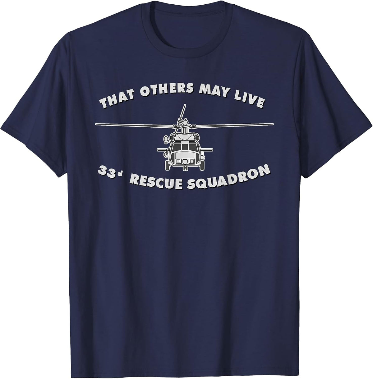 33rd Rescue Squadron HH-60 Pave Hawk Helicopter T-Shirt T-Shirt - Navy Blue