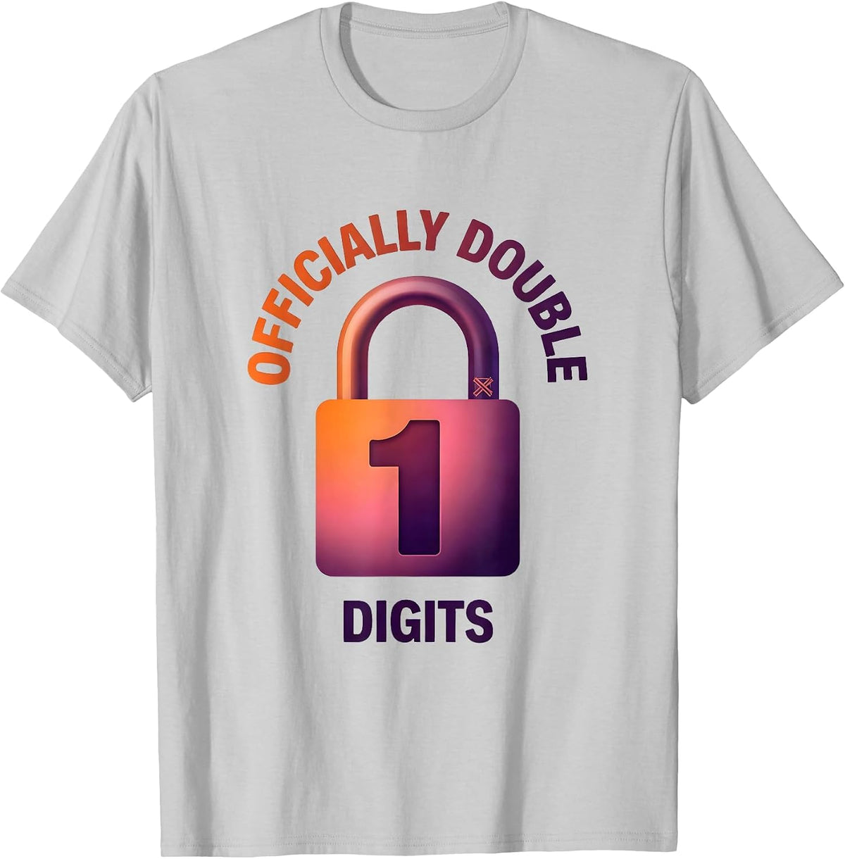 Men's Officially Double Digits Gradient Level Unlocked Gamer T-Shirt - Silver Grey