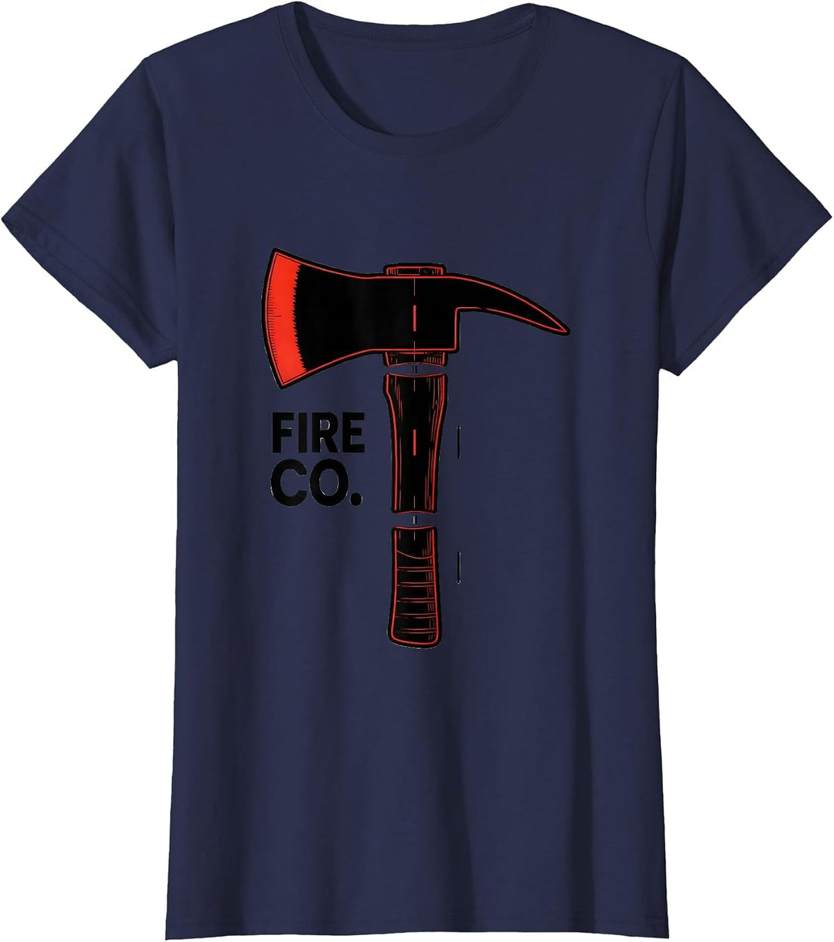 Women's FIRE CO. Exploded Fire Axe Firefighter Department Pride T-Shirt - Navy Blue
