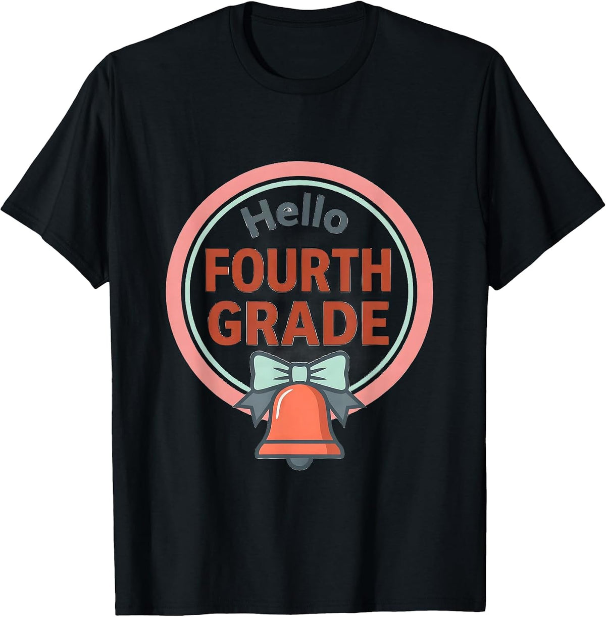 Men's Hello Fourth Grade Sweet Girly Coquette Back To School First T-Shirt - Black