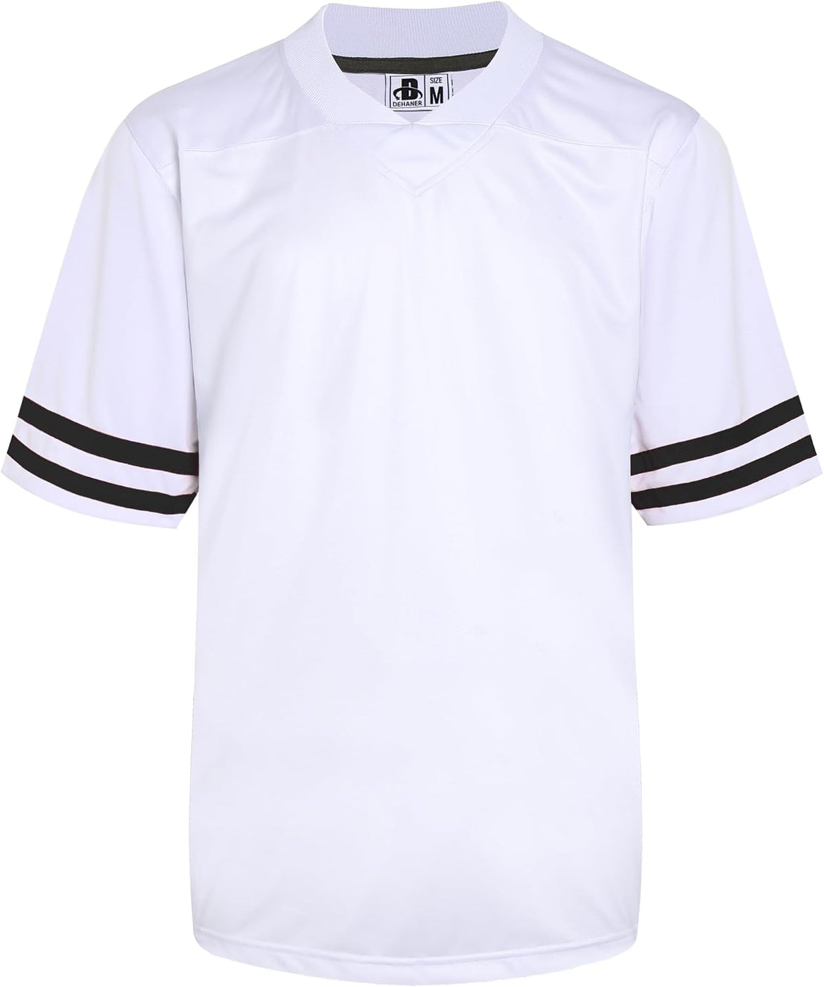 DEHANER Plain Blank Football Jerseys for Men Unisex Athletic T-Shirts Practice Sports Uniforms Outfits - Black Stripe-white