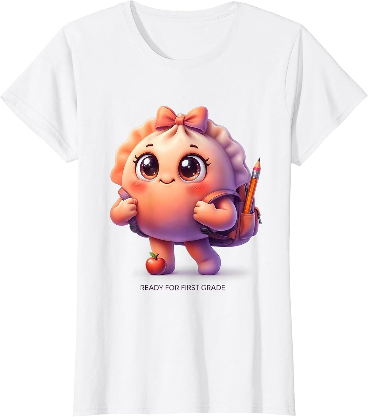 Ready For First Grade Cute Dumpling Back to School Girl T-Shirt - White