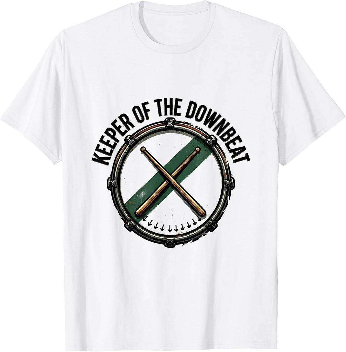 Men's Keeper Of The Downbeat Vintage Drummer Drumline T-Shirt - White