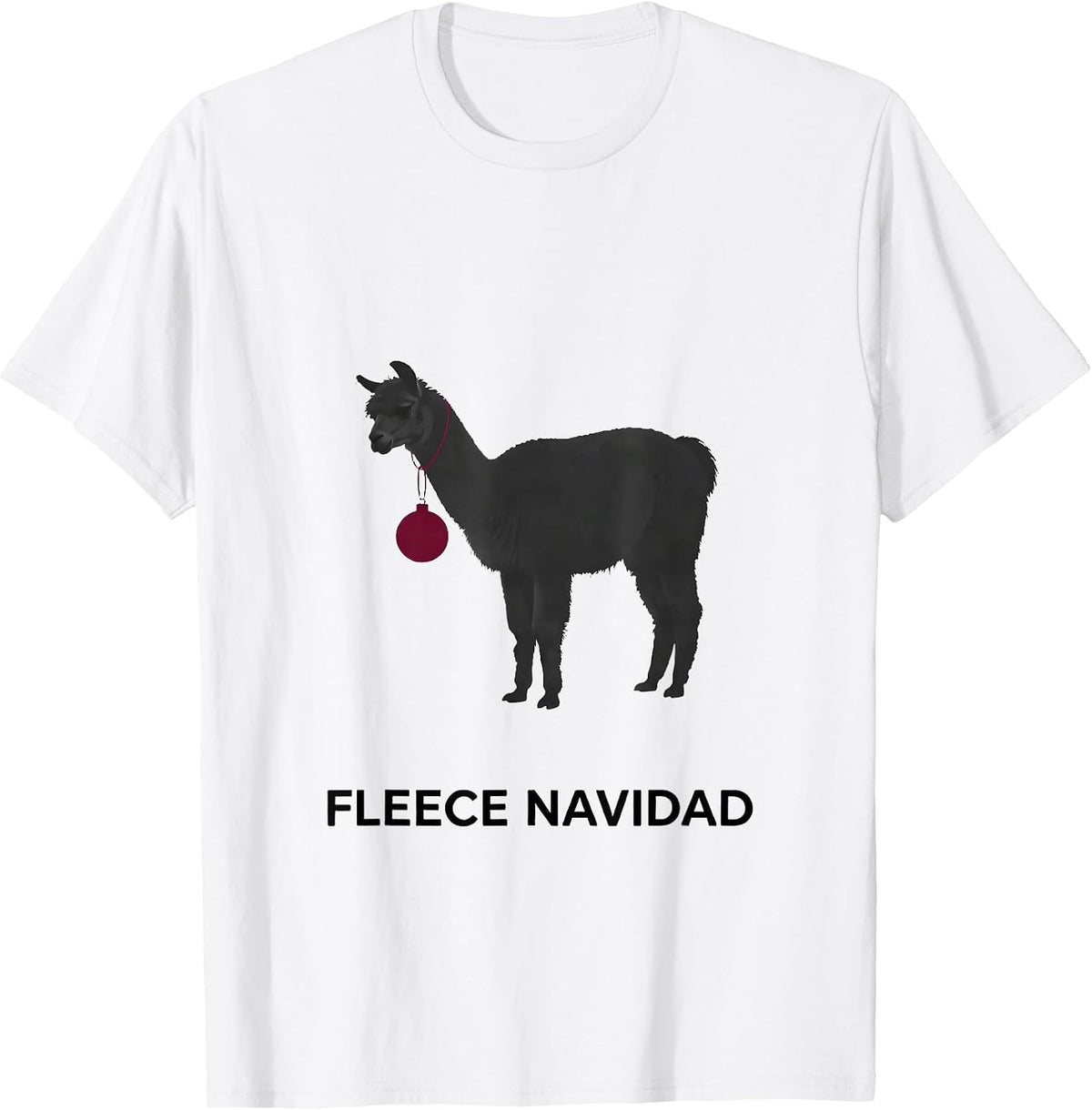 Men's Llama Slouch Funny Christmas Pun Fleece Navidad Gift T-Shirt - White