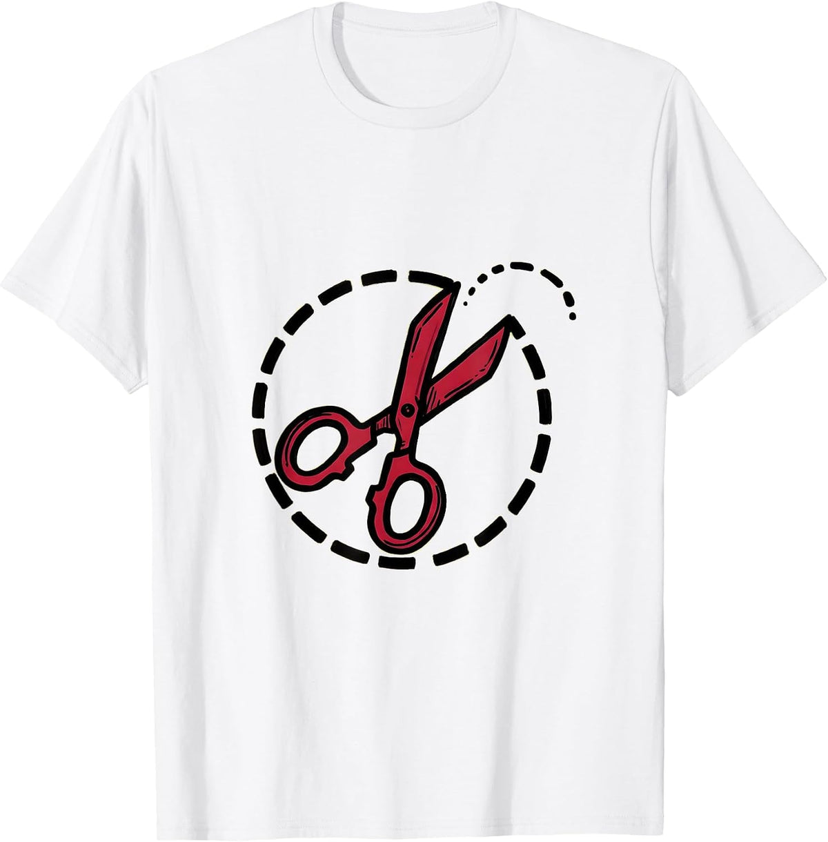 Men's 4th Grade Teacher Scissors Dotted Line Design T-Shirt - White