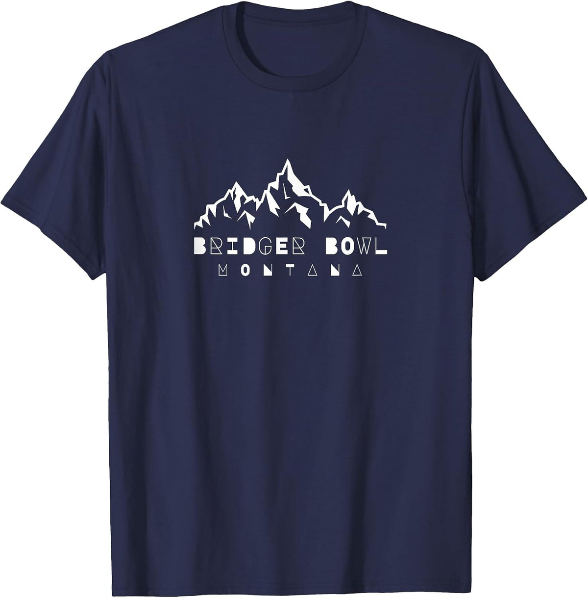 Bridger Bowl Bozeman Montana Mountain and Ski Winter Sport T-Shirt - Navy Blue