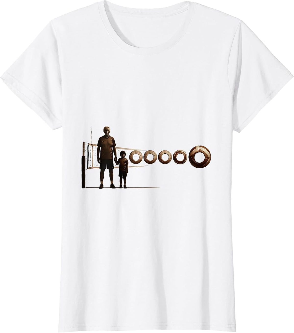 Women's Senior Volleyball Player Family Pride Silhouette T-Shirt - White