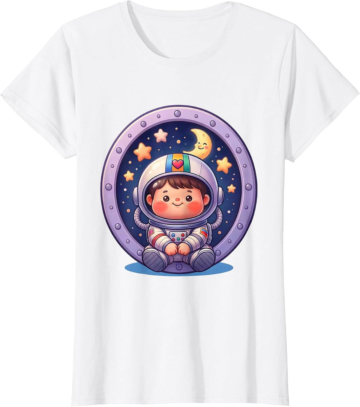Women's Down Syndrome Awareness Child Astronaut Stars T-Shirt - White