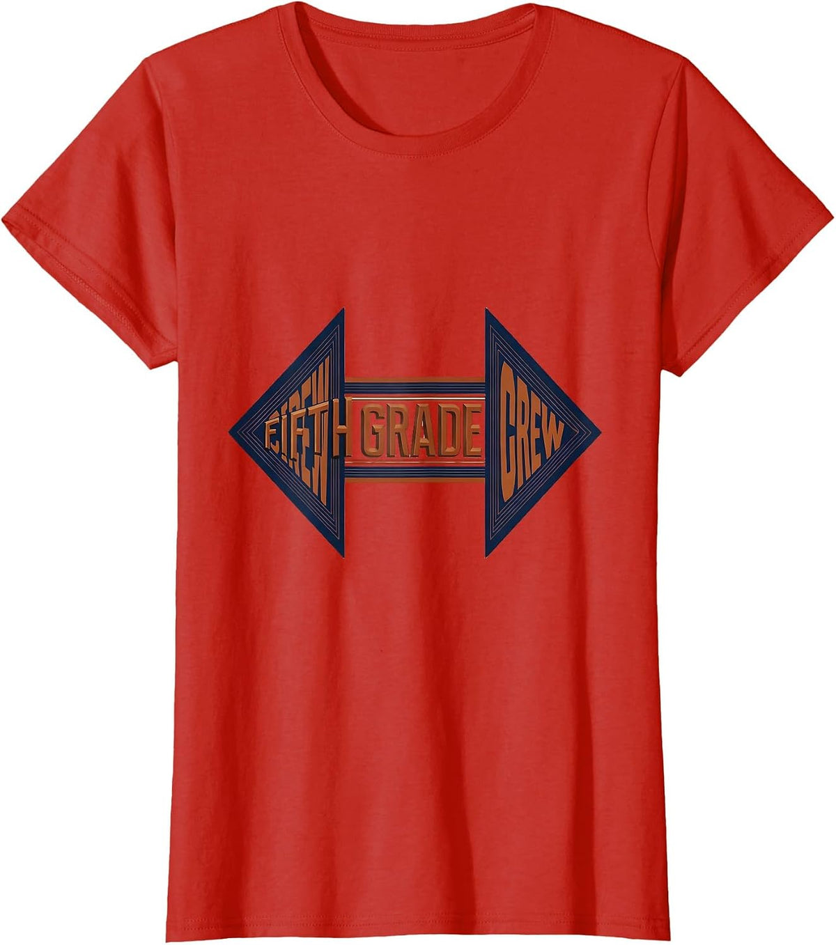 Women's Fifth Grade Crew Retro Teacher Student Back To School T-Shirt - Red
