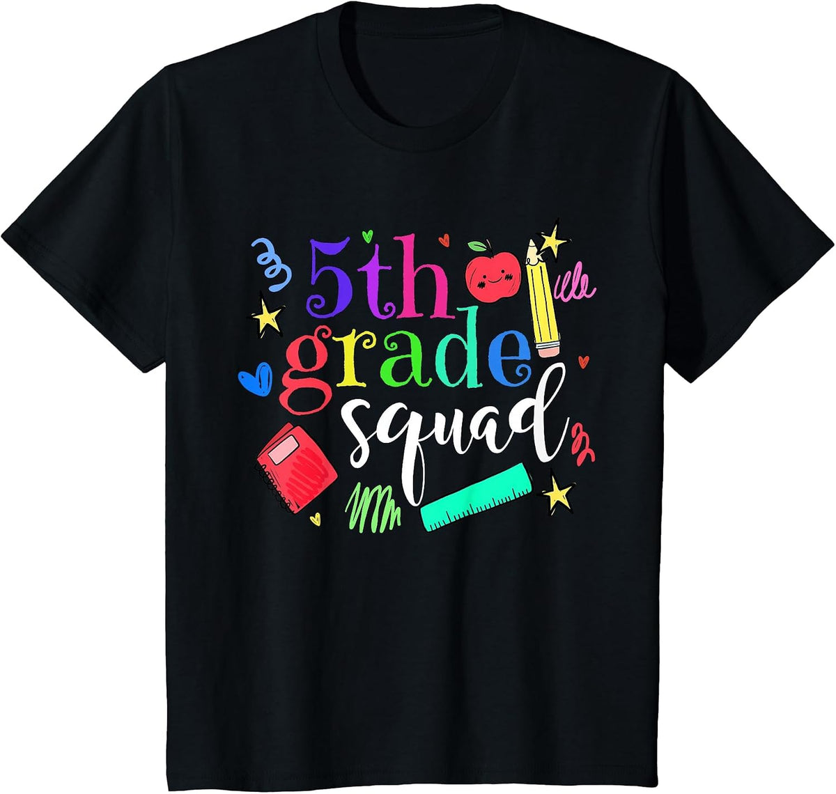 5th Grade Squad Back to School Team Fifth Grade Funny T-Shirt - Black
