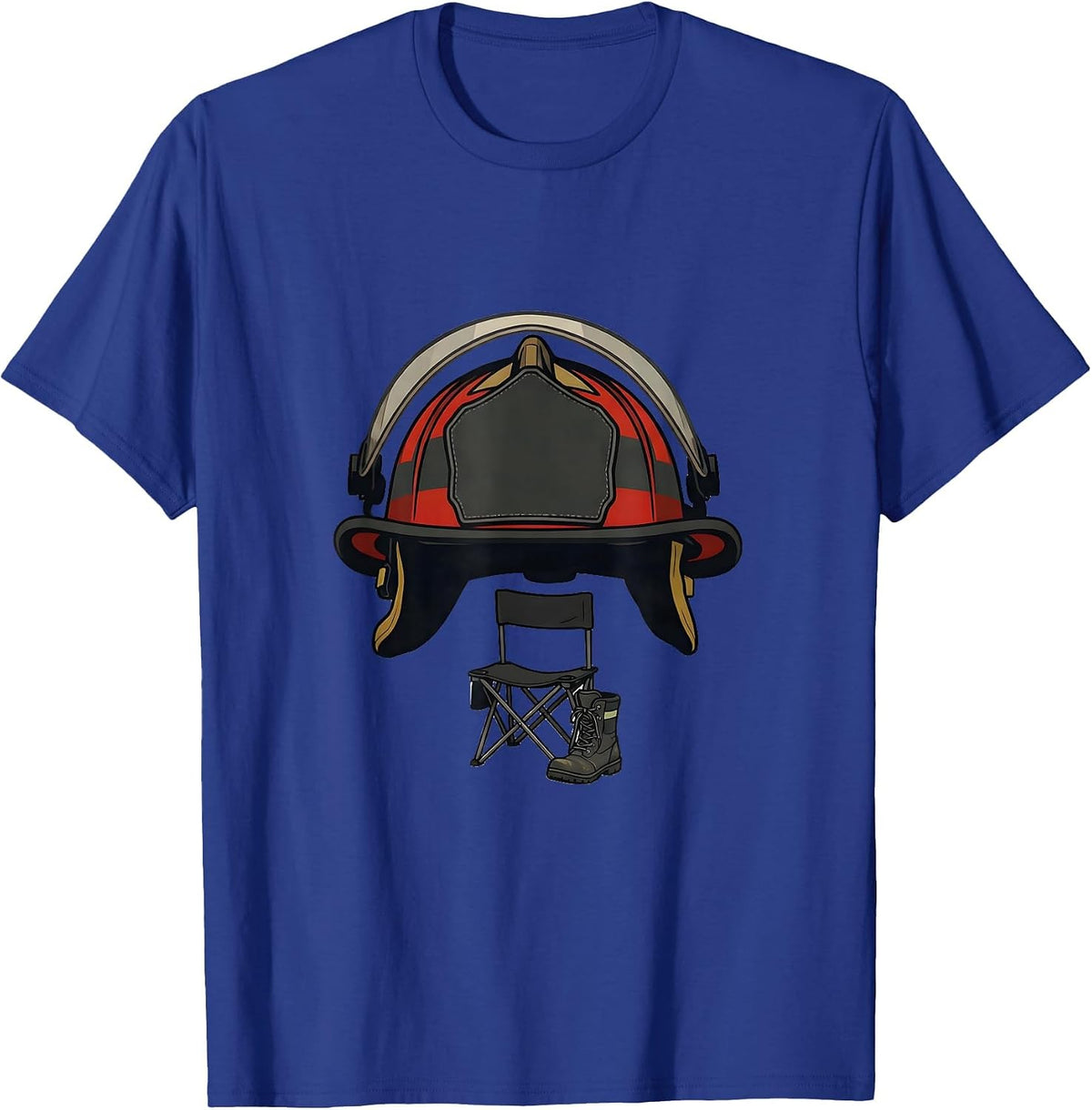 Men's Oversized Firefighter Helmet Minimalist Fireman Humor T-Shirt - Royal Blue