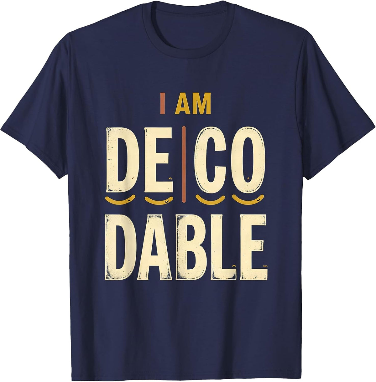 I Am Decodable Vintage Structured Literacy Reading Teacher T-Shirt - Navy Blue